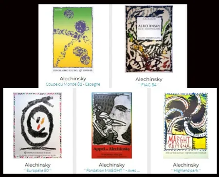 リトグラフ Alechinsky - Lot de 5 Affiches originales