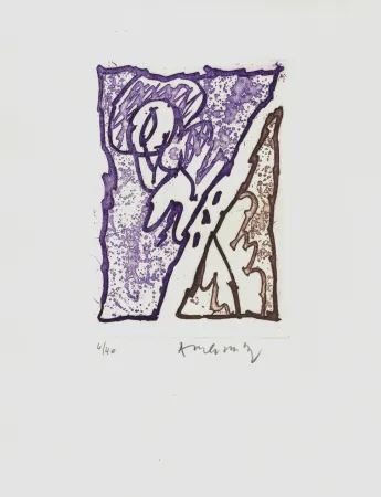 エッチング Alechinsky - '' Maint Corps de Chambres ''