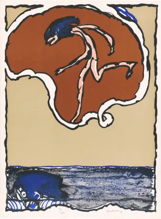 リトグラフ Alechinsky - Objets volants II