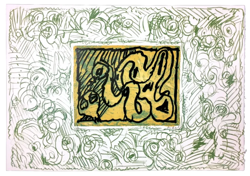 リノリウム彫版 Alechinsky - Planche I