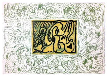 リノリウム彫版 Alechinsky - Planche I