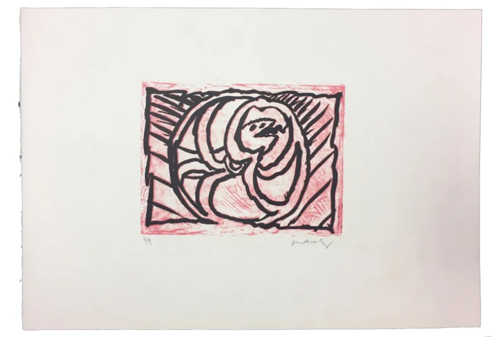 リノリウム彫版 Alechinsky - Planche V