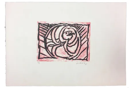 リノリウム彫版 Alechinsky - Planche V