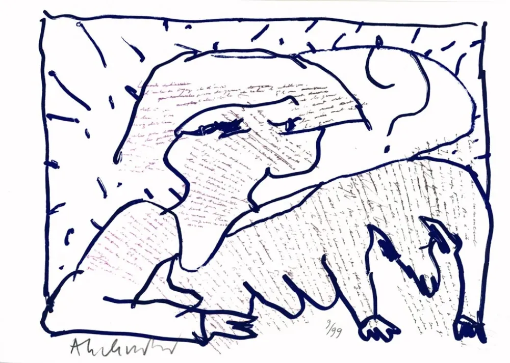 リトグラフ Alechinsky - Pointes et Feutres