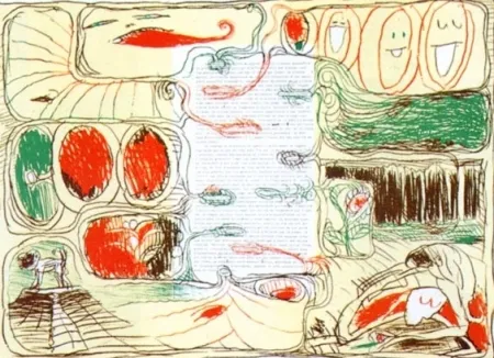 リトグラフ Alechinsky - Pour Claude Simon