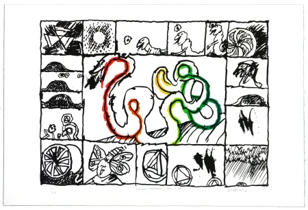 リトグラフ Alechinsky - Serpent restauré