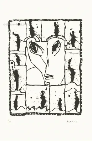 エッチングと　アクチアント Alechinsky - Sur les onze coups de midi