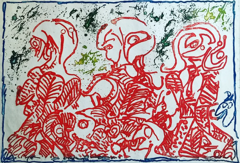 エッチング Alechinsky - Trois désordinateurs