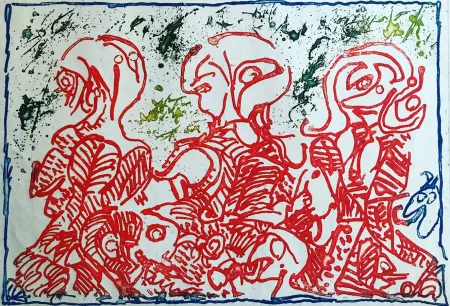 エッチング Alechinsky - Trois désordinateurs