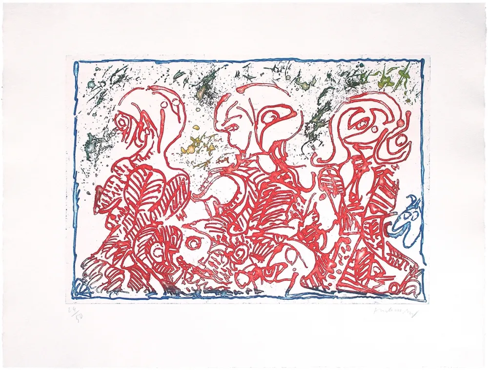 エッチング Alechinsky - Trois désordinateurs