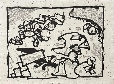 彫版 Alechinsky - Vibrions noir