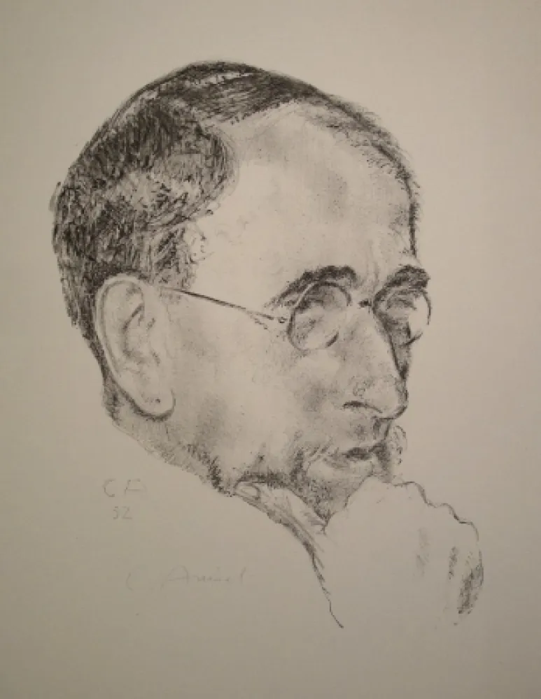 リトグラフ Amiet - Bildnis Ernst Kreidolf in Dreiviertelansicht