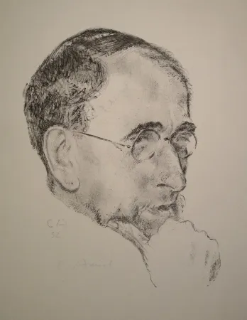 リトグラフ Amiet - Bildnis Ernst Kreidolf in Dreiviertelansicht