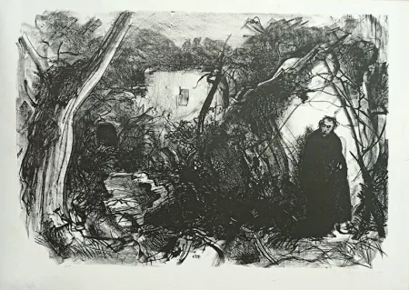 リトグラフ Annigoni - VIANDANTE CON MANTELLO