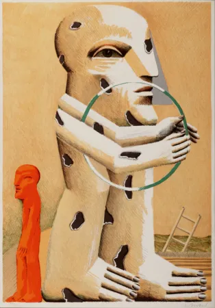 リトグラフ Antes - Figure tachetée avec cerceau, 1982 - Hand-signed!