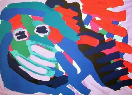 シルクスクリーン Appel - Another blue head again 