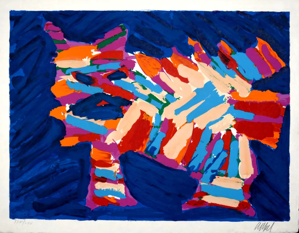 リトグラフ Appel - Blue Cat, 1978 - Hand-signed!