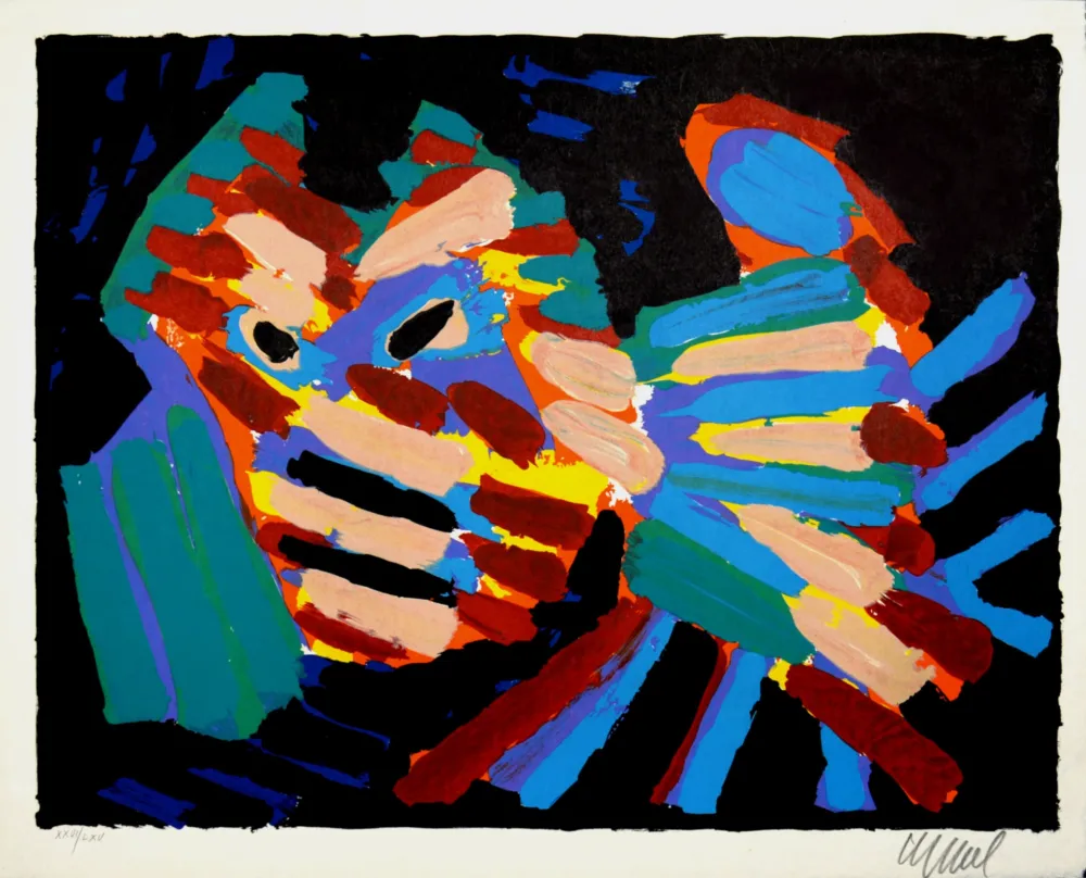 リトグラフ Appel - Fighting Cat, 1978 - Hand-signed!