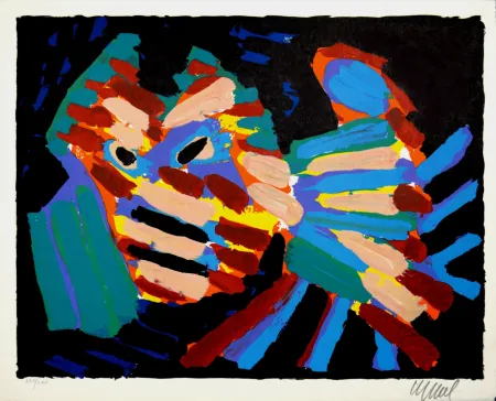 リトグラフ Appel - Fighting Cat, 1978 - Hand-signed!