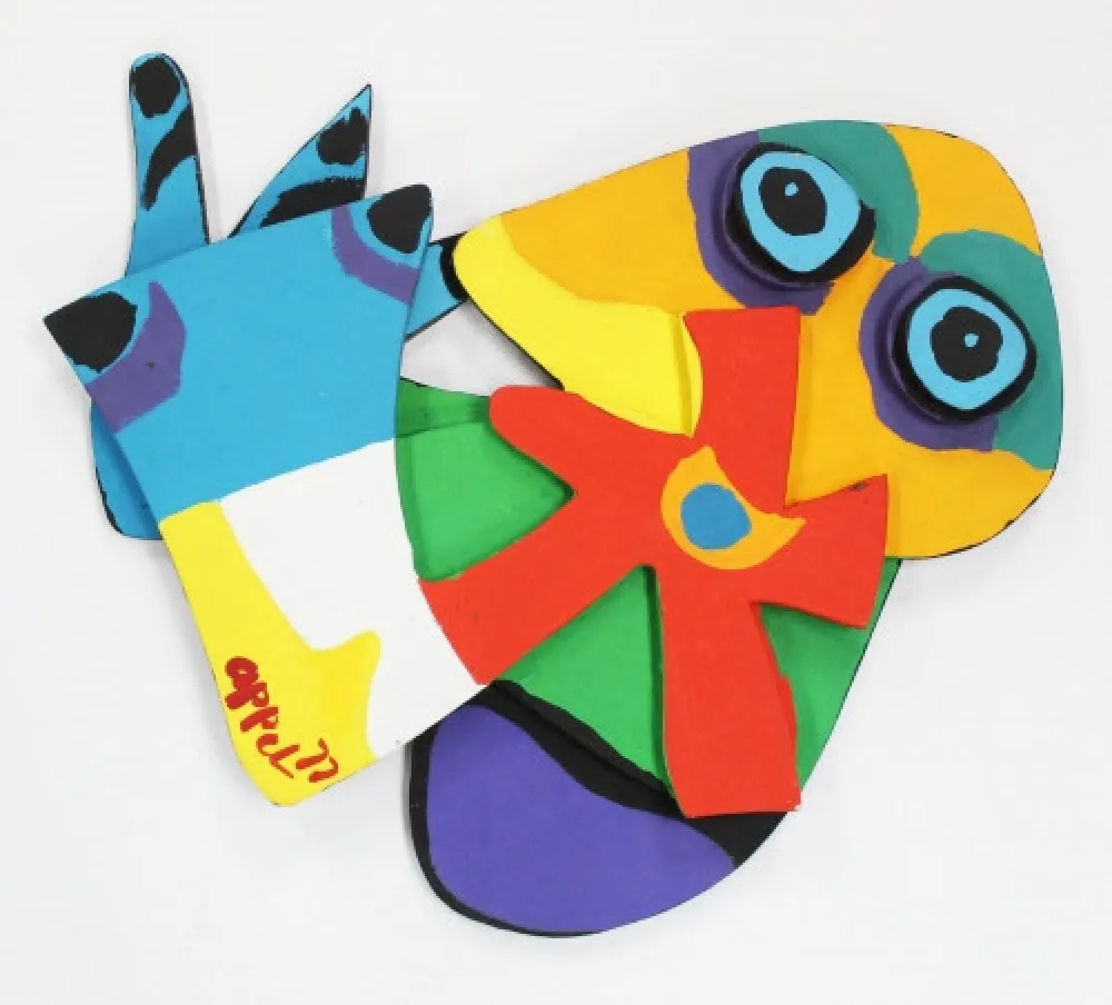 木版 Appel - Flower with Blue Eyes,