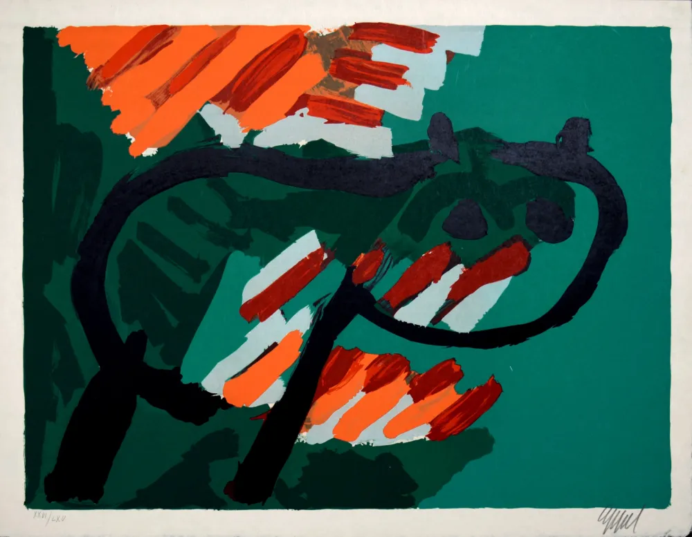 リトグラフ Appel - Green Cat, 1978 - Hand-signed!