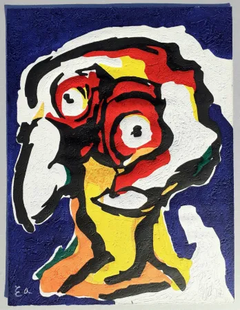 リノリウム彫版 Appel - Le philosophe (the philosopher)