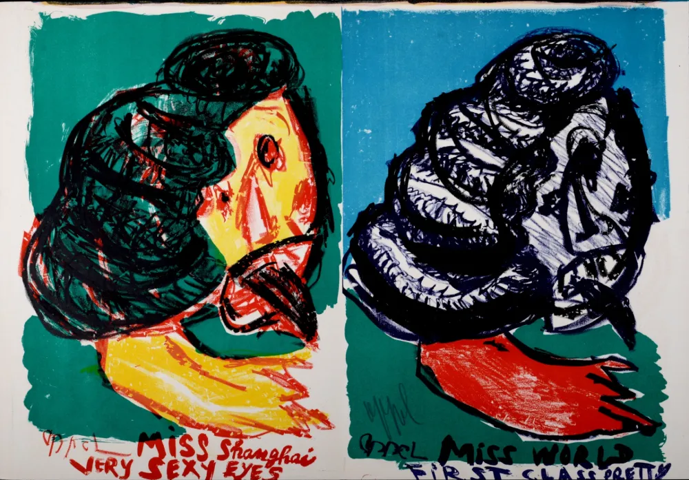 リトグラフ Appel - Miss Shanghai Very Sexy Eyes, 1964 - Hand-signed!