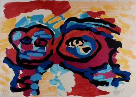 リトグラフ Appel - Mother and Little Boy, c. 1980 - Hand-signed!