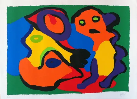 リトグラフ Appel - Non connu (deux personnages )