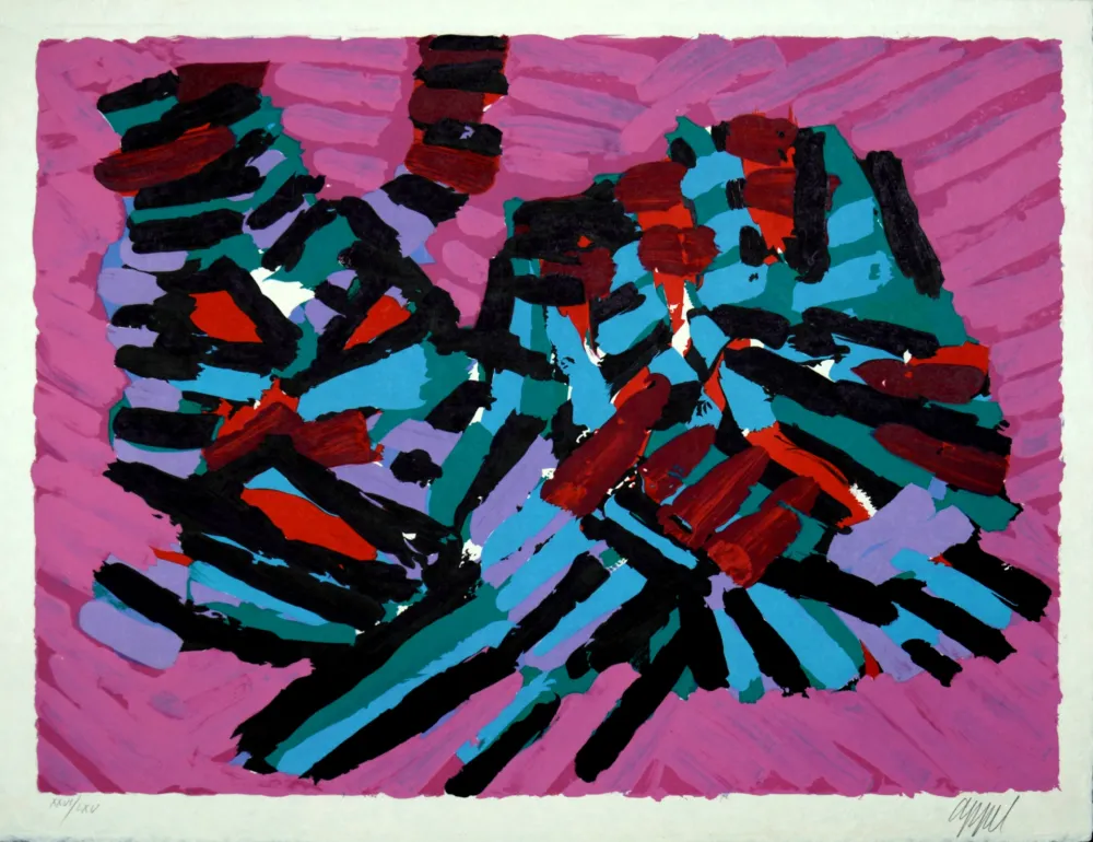 リトグラフ Appel - Pink Cat, 1978 - Hand-signed!