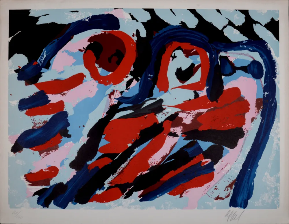 リトグラフ Appel - Three Smiling Faces, 1979 - Hand-signed!