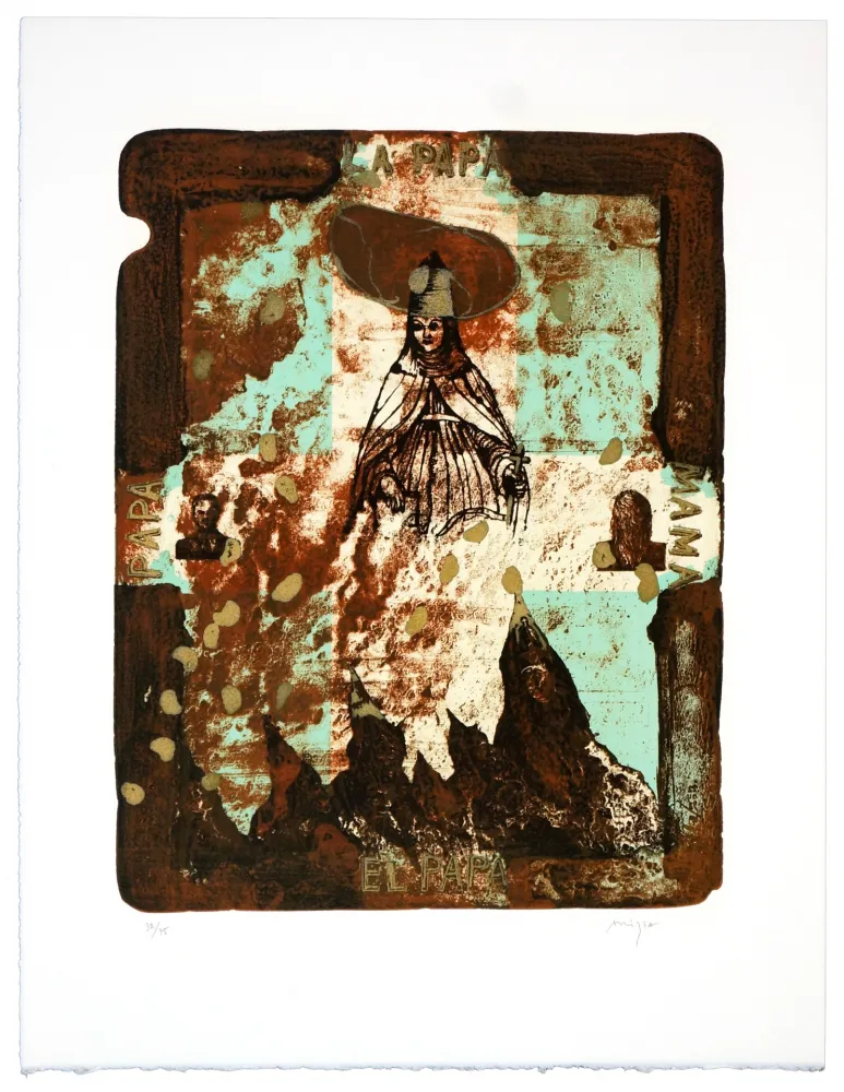 リトグラフ Aritza - El papa, la papa, papa, mama ! (Papesse Jeanne)