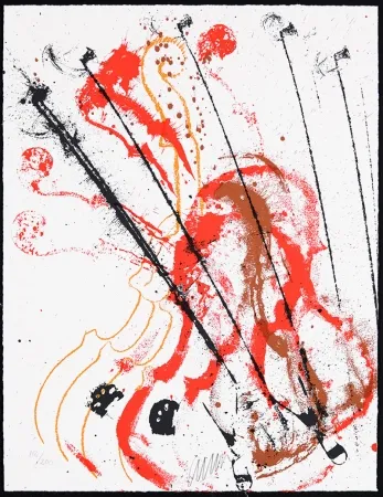 シルクスクリーン Arman - Accords à cordes III