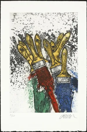 エッチング Arman - Les manches jaunes