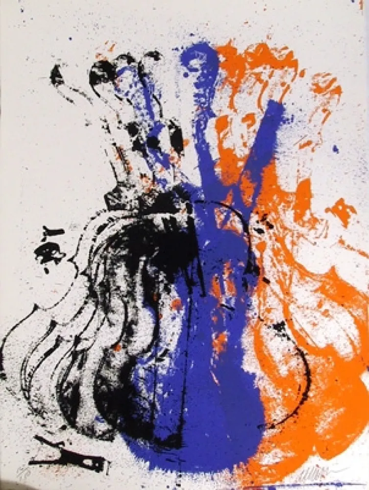 シルクスクリーン Arman - Squeezed Blue Fiddle