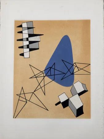 リトグラフ Arp - Jean Arp, Alberto Magnelli & Sophie Taeuber-Arp. - Untitled Collaboration, Aux Nourritures Terrestres, 1950
