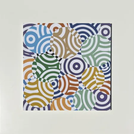 多数の Asis - Interferences cercles de couleurs Gris Rouge Arc en Ciel
