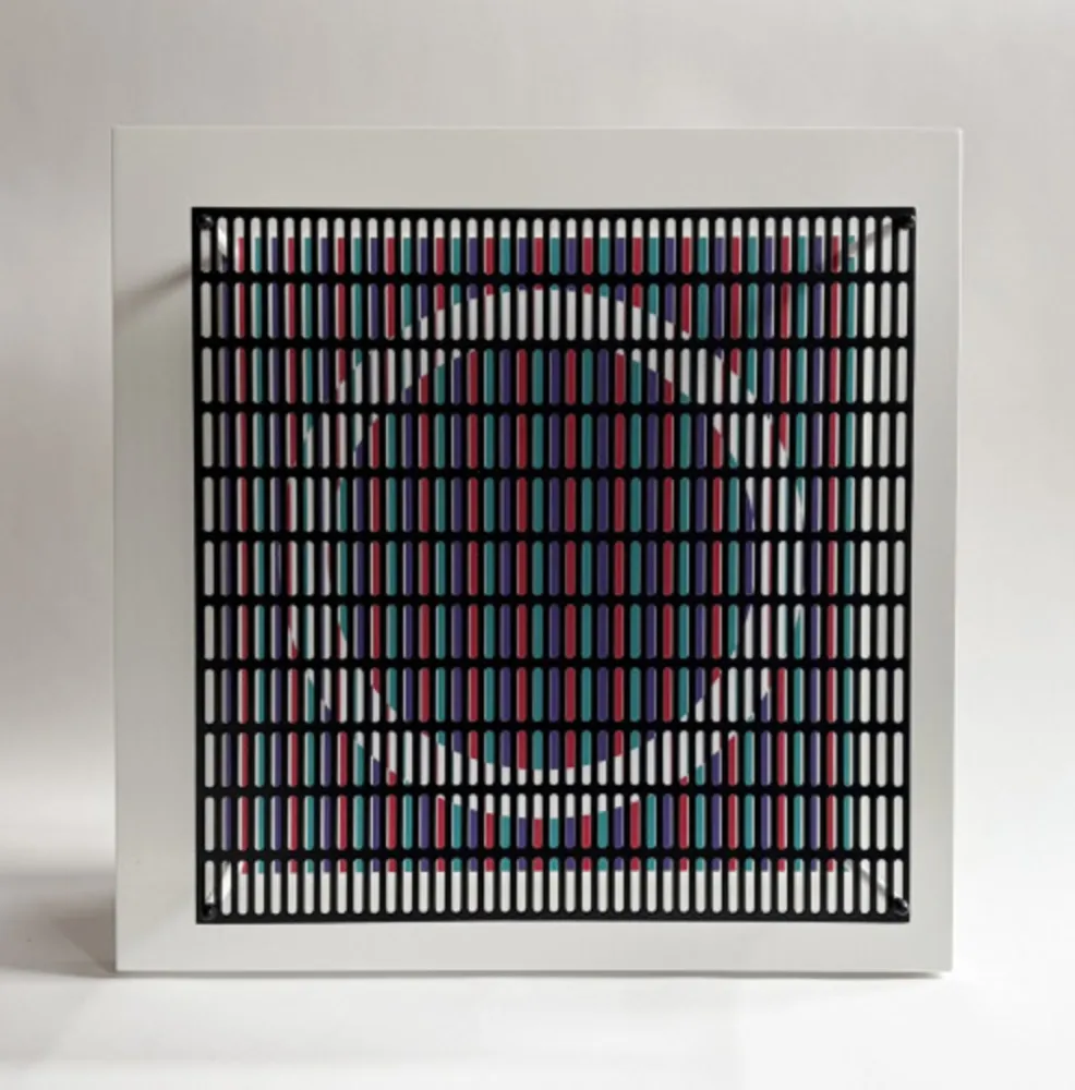 多数の Asis - Vibration cercles mauve, rouge et turquoise