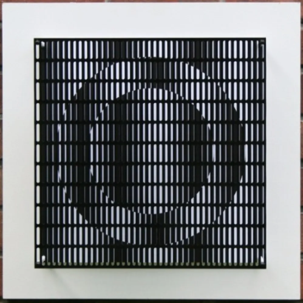 木版 Asis - Vibration cercles noir et blanc