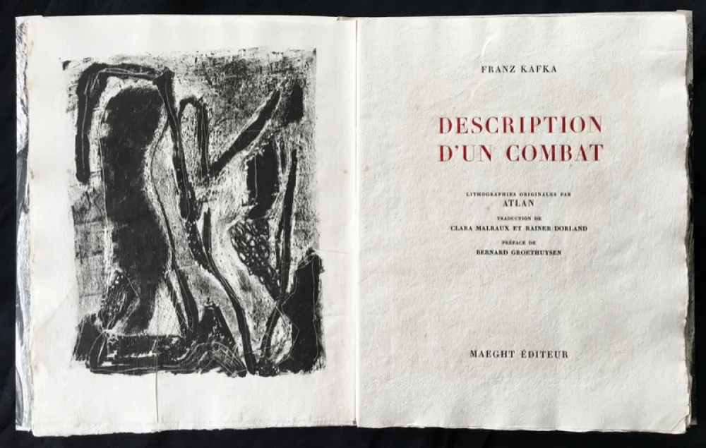 挿絵入り本 Atlan - F. Kafka. DESCRIPTION D'UN COMBAT. Lithographies originales d'Atlan (1946)
