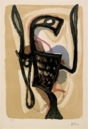 リトグラフ Atlan - Oiseau de Lune