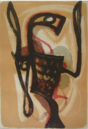 リトグラフ Atlan - Oiseau de Lune