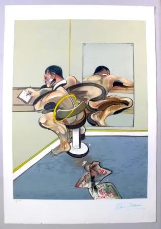 リトグラフ Bacon - Figure Writing Reflected In A Mirror