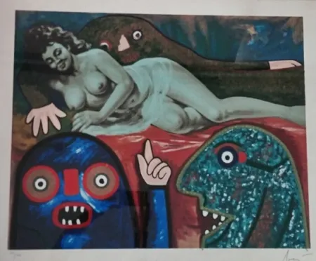 シルクスクリーン Baj - Elena Pavlovna ritrovata dallo sceriffo Hasan Pacha