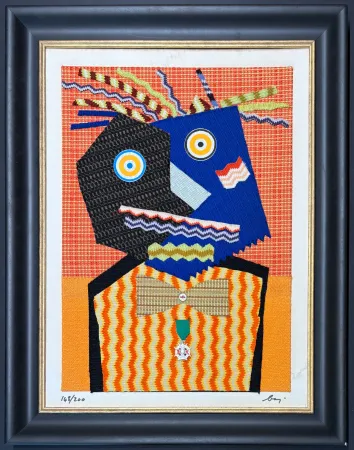 多数の Baj - Enrico Baj (1924–2003) – MISTER DUPONT DE NEMOURS – Fabrics and collage on board – 1969