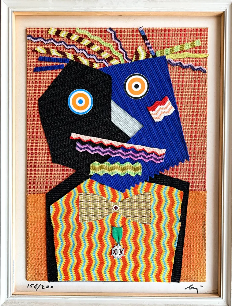 多数の Baj - Enrico Baj (1924-2003) – Mr. Dupont De Nemours – Fabrics and collage on board – 1969