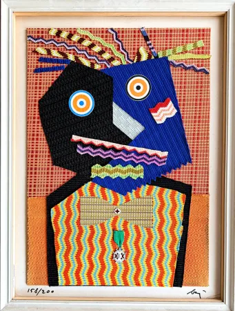 多数の Baj - Enrico Baj (1924-2003) – Mr. Dupont De Nemours – Fabrics and collage on board – 1969