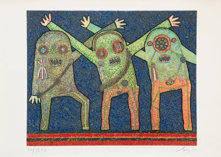 彫版 Baj - Enrico baj (1924–2003) – Riunione della C.I.A. nel bosco - Mixed media - 1973