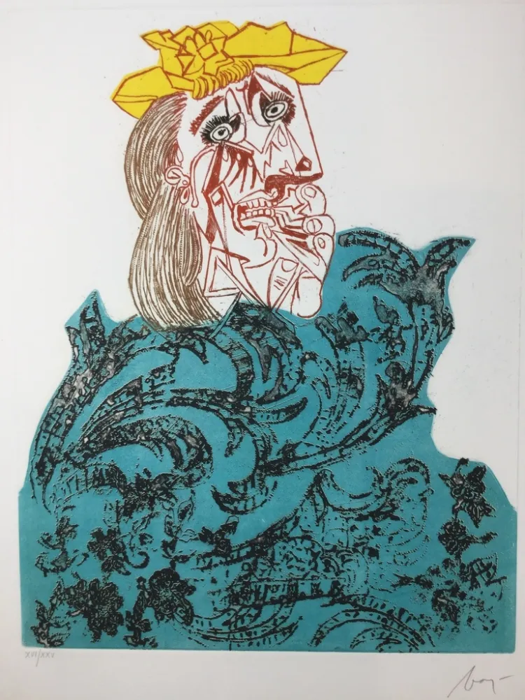 エッチング Baj - Femme en pleurs