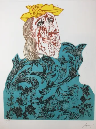 エッチング Baj - Femme en pleurs